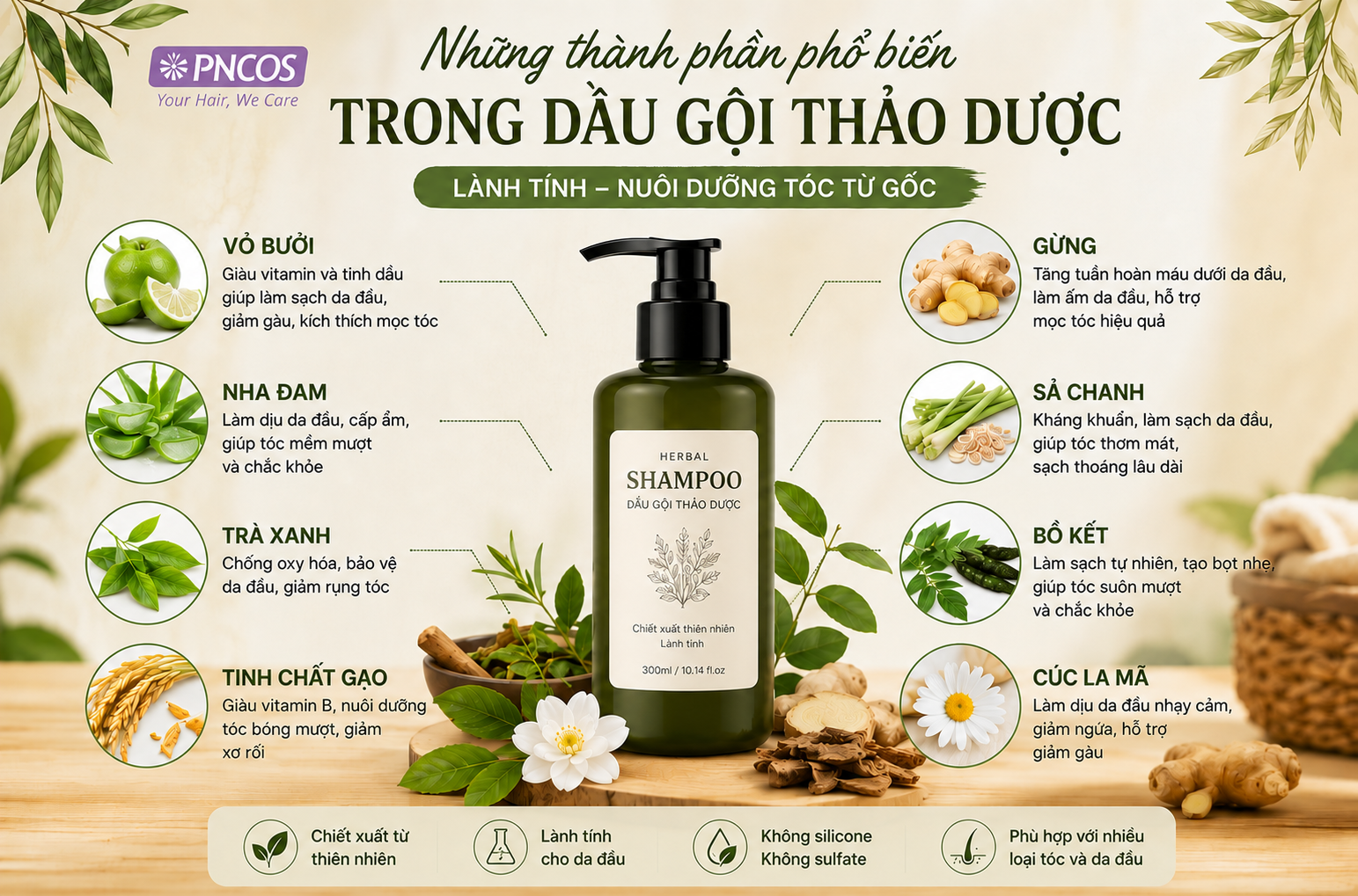 Thành phần trong dầu gội thảo dược