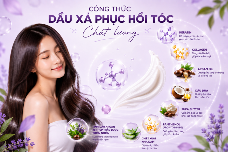 Tổng quan công thức dầu xả phục hồi tóc chất lượng